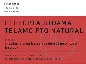 Ethiopia Sidama Telamo FTO Natural